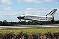 Concluding the STS-133 mission, Space Shuttle Discovery touches down at the Shuttle Landing Facility