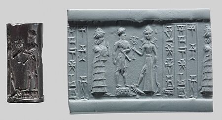 Cylinder seal,ca. 18th–17th century B.C. Babylonian