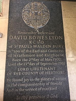 David Bowes-Lyon memorial in Saint Paul's Walden, Hertfordshire