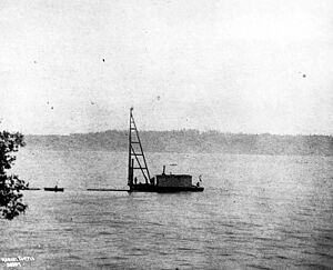 Driving the first piling for the Seattle & Walla Walla Railroad, Seattle, May 4, 1874 (CURTIS 356)