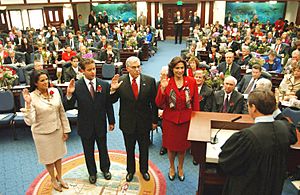 Florida Supreme Court Justice Kenneth Bell administering the oath of office to State Representatives in Tallahassee, Florida