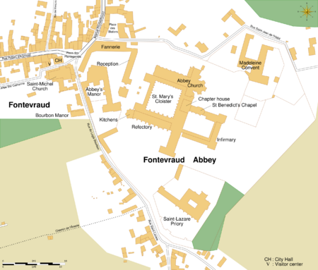 Fontevraud Abbey map-en