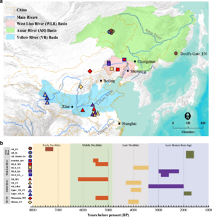Geographic location and dates of ancient individuals in Northern East Asia
