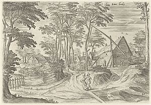 Gezicht op Etterbeek, Hans Collaert (I), naar Hans Bol, Jacob Grimmer, 1530 - 1580