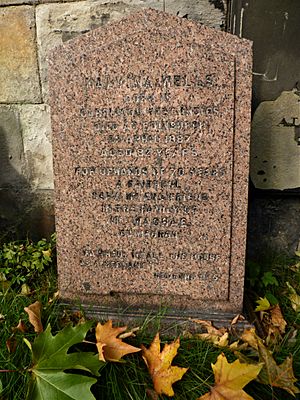 Gravestone of Malvina Wells in St John's Kirkyard, Edinburgh