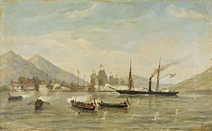 HMS ‘Nemesis’ and boats attacking a masked Battery, February 23rd 1841 (First Opium War) CKS 2019.jpg