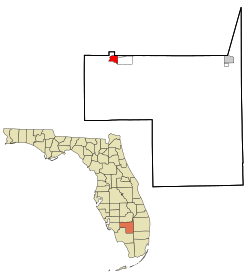 Location in Hendry County and the state of Florida