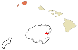 Location in Kauai County and the state of Hawaii