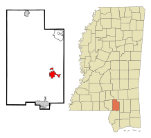 Location of Purvis, Mississippi