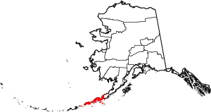 Map of Alaska highlighting Aleutians East Borough