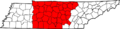 Map of Middle Tennessee counties