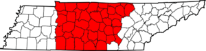 Map of Middle Tennessee counties