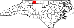 Map of North Carolina highlighting Stokes County
