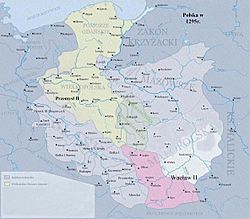 Map of Poland in Przemysł II times