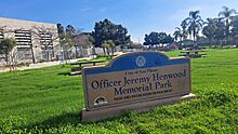 Officer Jeremy Henwood Memorial Park sign