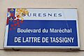 Plaque boulevard Maréchal de Lattre de Tassigny Suresnes