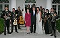 President George W. Bush and Laura Bush pose for photos with singer Shaila Durcal, Dorio Ferreira Sanchez and the Mariachi Campanas de America