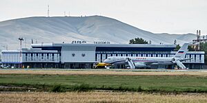 Rossiya Tu-214 in front of terminal at Abakan Airport