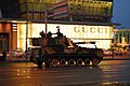 Self-propelled howitzer in front of Gucci