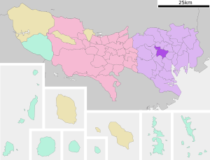 Location of Shinjuku in Tokyo