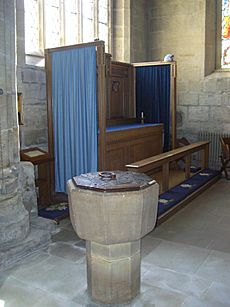St Lawrence font and Lady chapel