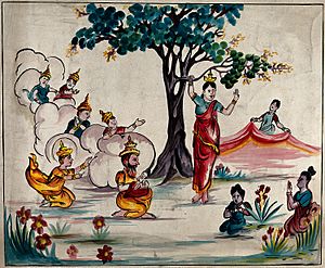The birth of the Buddha; scene with Queen Maya Wellcome V0046076