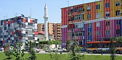 Tirana - Colourful houses at Lana