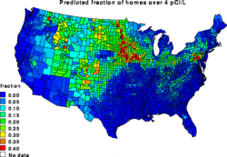 US homes over recommended radon levels