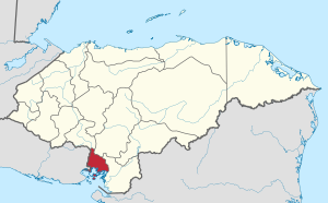 Location of Valle in Honduras