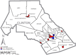 2025 Clinton County, Pennsylvania Municipalities Names and Outlines