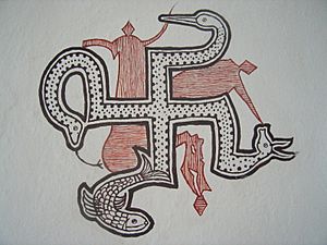 A wall painting of Swastika; village near Coimbatore, Tamilnadu, India
