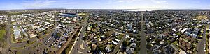Aerial panorama of Geelong and its heartbeat the home of the Geelong Cats