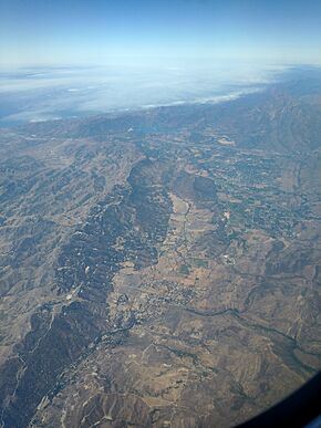 Aerial view of Ojai, California in July 2021