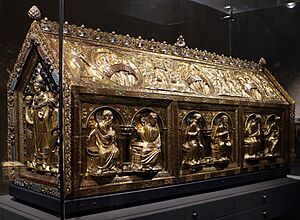 Arca di san servazio, legno, rame dorato, pietre preziose, gemme e smalti, 1160 ca. 01