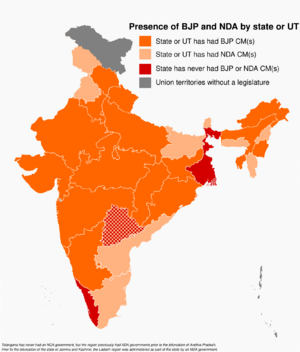 BJP presence by states & union territories