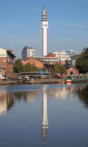 BT Tower Birmingham reflection