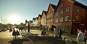 Bryggen in Bergen in lovely light