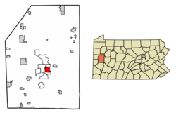 Location of Butler in Butler County, Pennsylvania.