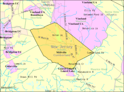 Census Bureau map of Millville, New Jersey