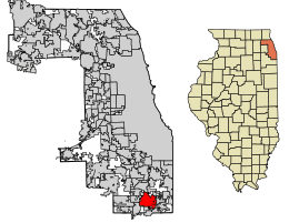 Location of Chicago Heights in Cook County, Illinois.