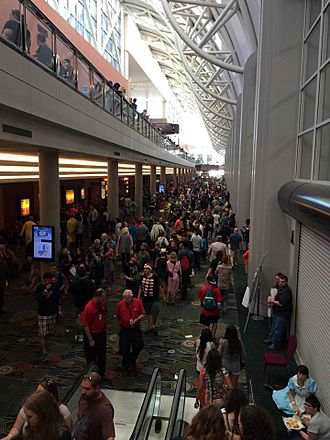 Crowds in the Salt Palace Convention Center at the 2014 Salt Lake Comic Con in Salt Lake City, Utah