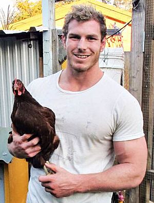 David Pocock with chicken (cropped)