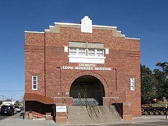 The red-brick front facade of the Deming Armory