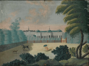 Det kongelige orangeri og skydehus ved Hirschholm 1748