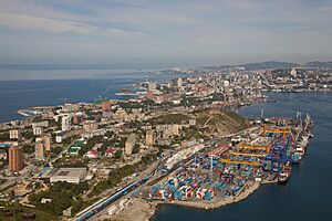 Egersheld peninsula and Vladivostok container terminal