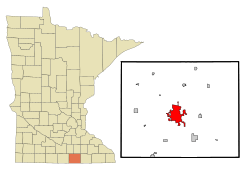 Location of the city of Albert Leawithin Freeborn Countyin the state of Minnesota