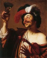 Gerard van Honthorst - The Happy Violinist with a Glass of Wine - WGA11668