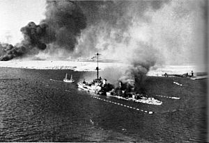 Italian cruiser San Giorgio scuttled at Tobruk 1941
