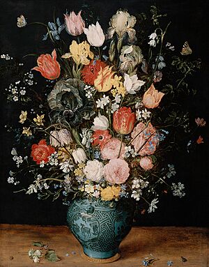 Jan Brueghel (I) - Bouquet of flowers in a blue vase