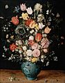 Jan Brueghel (I) - Bouquet of flowers in a blue vase